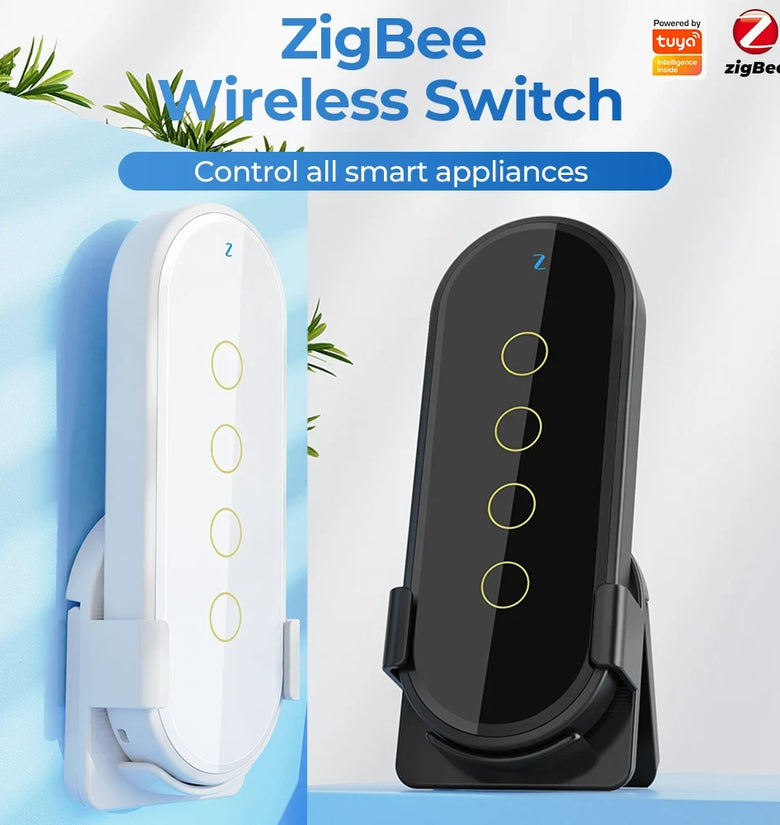 Tuya Zigbee3.0 Wireless Smart Home Scene Switch 4 Gang 12 Scene Touch Light Switch Remote Control Smart Life App