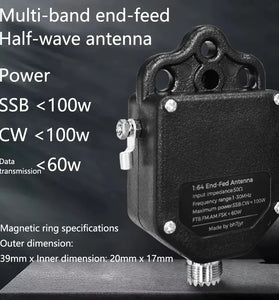 Professional End Fed Antenna for Outdoor 4 Band 8 Band 1MHz to 30MHz 100W SSB FT8 FM CW Outdoor Easy Install Lightweight Multiband Signal Transmission High Power