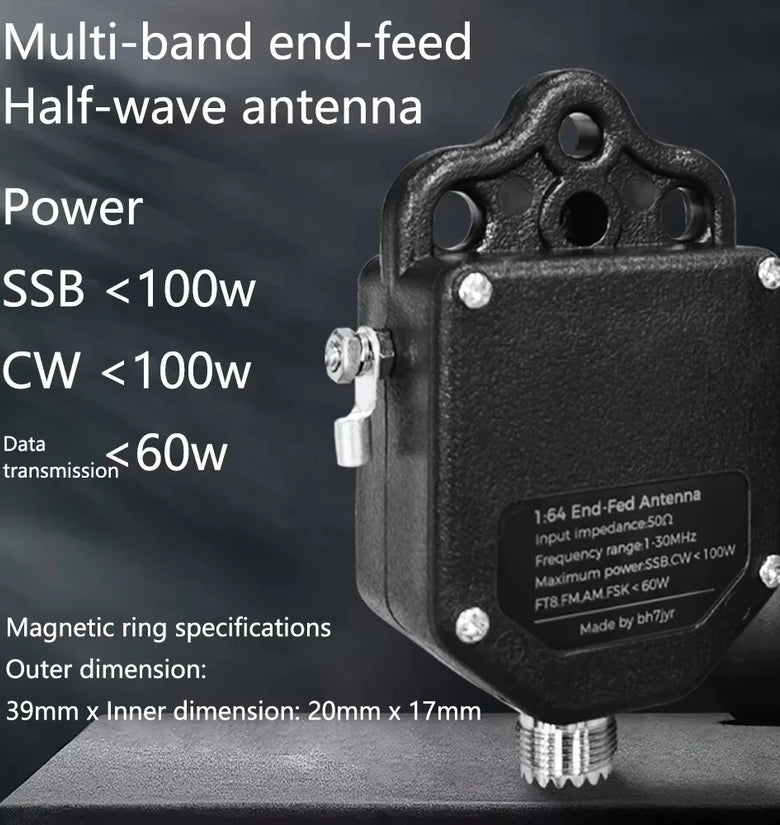 Professional End Fed Antenna for Outdoor 4 Band 8 Band 1MHz to 30MHz 100W SSB FT8 FM CW Outdoor Easy Install Lightweight Multiband Signal Transmission High Power