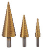 6PCs HSS Step Drill Bit Sets Straight Titanium Coated Cone Hole Cutter Automatic Center Punch Spiral Twist Saw Drill Bit