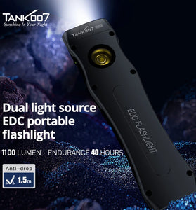 TANK007 Slim Dual Color Strong Light LED Flashlight Rechargeable Rechargeable Mini Portable Pocket Flashlight WF02