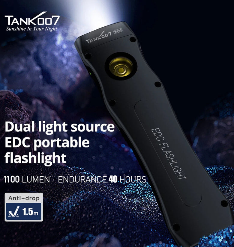 TANK007 Slim Dual Color Strong Light LED Flashlight Rechargeable Rechargeable Mini Portable Pocket Flashlight WF02
