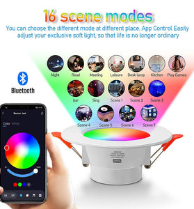 10W LED Smart Downlight RGB+CCT 16 Million Colors 2700K~6500K 800 Lumens Works With Alexa Voice Tuya Bluetooth APP Control
