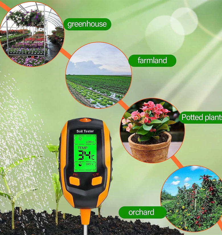 4in1/5in1/6in1 Digital Soil Tester LCD Backlight PH Moisture Temperature Sunlight Intensity Top Gardening Tool