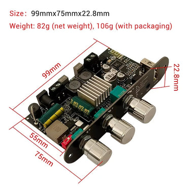 Wuzhi ZK-1001U Audio Bluetooth Amplifier Board Mono 100W TPA3116D2 with Treble Bass Control BT 5.3 Versatile Audio Input