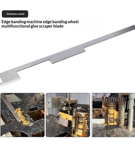 Professional Stainless Steel Glue Scraper 420 Steel 430mm Dual-Sided Blade 2.8mm Thick Edge Banding Glue Removal Tool Anti-Warp Design