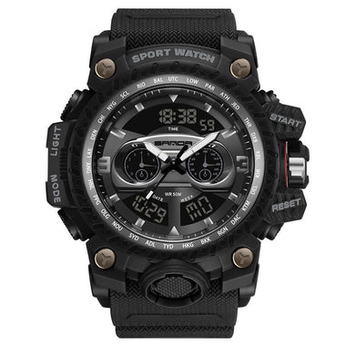 SANDA Men's Waterproof Luminous Sport Digital Watches Fashion Big Dial Quartz Watches Dual Display Wrist Watch