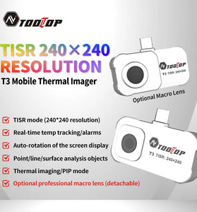 AV TOOLTOP T3 Thermal Imaging Camera 96x96 Resolution -20C to 550C Compact Portable Android Compatible Professional Temperature Measurement