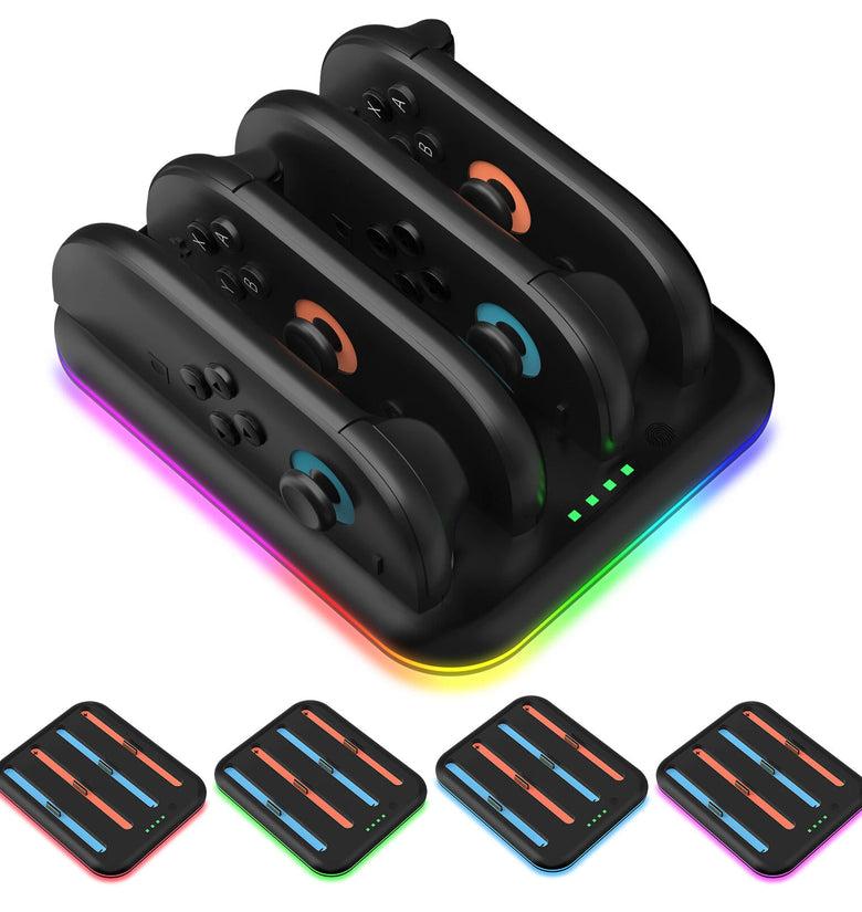 JYS JYS-NS2303 Switch2 Joy-Con 4 in 1 Charging Dock Type-C Fast Charging LED Indicators RGB Lighting Left and Right Handle Charger Stand Gaming Accessories