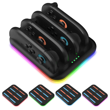 JYS JYS-NS2303 Switch2 Joy-Con 4 in 1 Charging Dock Type-C Fast Charging LED Indicators RGB Lighting Left and Right Handle Charger Stand Gaming Accessories