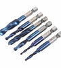 Drillpro 6pcs M3-M10 Combination Drill Tap Bit Set HSS 6542 Blue Nano Coated Deburr Countersink Drill Bits