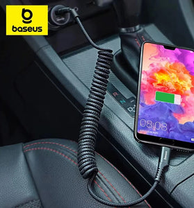 Baseus Fast Charging Type C Cable Spring Telescopic Car Phone Charger Cable For Samsung Xiaomi Redmi