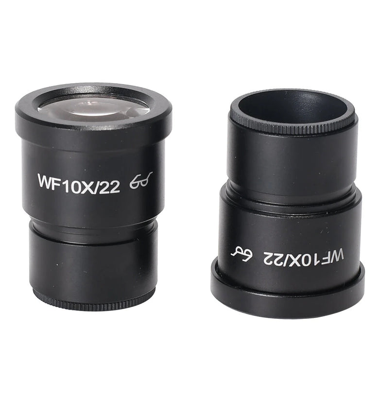 2Pcs HAYEAR Microscope Lens 10X Magnification 20/22mm Field View Laboratory Stereo Microscope Lens 30mm Interface High Eye Point Wide Angle Eyepiece Microscope Fittings
