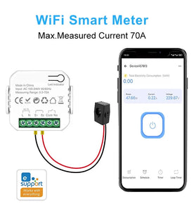 Ewelink Smart WiFi Energy Meter Bidirection 1Way Interruptor Switch 0.2-70A Real-Time Power Monitoring with App Monitor Solar Produced and Consumed Power