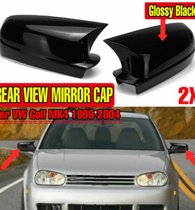 Add-On Glossy Black Left&Right Side Mirror Cover Caps For VW Golf MK4 1999-2004