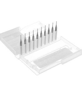 Drillpro DB-M4 10pcs 0.8mm Tungsten Steel Milling Cutter Bits 3.175mm Shank End Mills