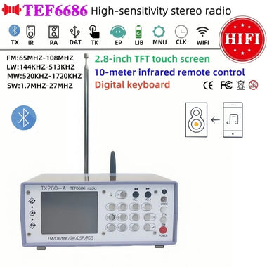 RX260-A TEF6686 Digital Radio FM AM SW Receiver Bluetooth Connectivity High Sensitivity Wide Frequency Range Long Battery Life Portable Speaker