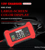 RJtianye 9 Stage Charging 12V 15A / 24V 8A Large Color Screen Battery Charger Trickle Charge Mode for 12V 2Ah-200Ah / 24V 2Ah-100Ah LiFePO4 Lead Acid Battery