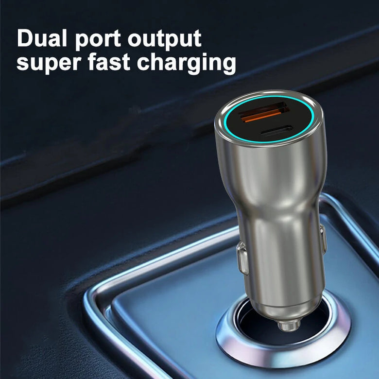 60W Fast Charging Car Charger PD & QC Dual Port Fast Type C Charging Power Delivery Adapter for iPhone 14 13 12 11Pro Max