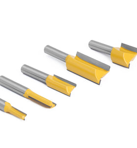 LAVIE 5pcs set 8mm Shank Straight Bit Tungsten Carbide Double Flute Router Bits Milling Cutter for Wood Woodwork Tool C08002T5A