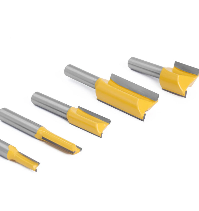 LAVIE 5pcs set 8mm Shank Straight Bit Tungsten Carbide Double Flute Router Bits Milling Cutter for Wood Woodwork Tool C08002T5A