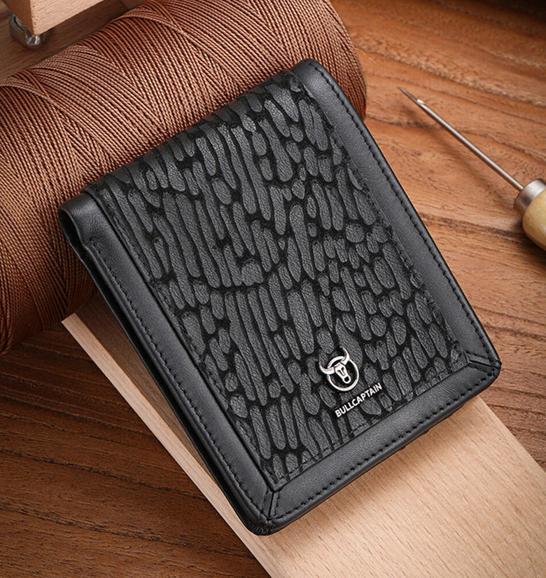 BULLCAPTAIN Men's Genuine Leather Wallet Business Casual Cash Clip Multifunctional RFID Antimagnetic Multi-Card Slot Coin Purse