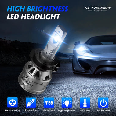 NOVSIGHT A500-N61 2PCS 13000LM/Pair 6500K Car LED Headlight Bulbs for Lighting Modification Cool White LED Headlamp 60W/Pair