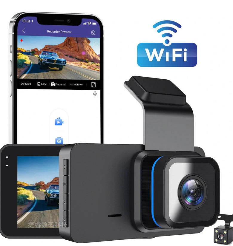 3 inch Front & Rear Dual-Lens Driving Recorder 1080P High Definition Built In WIFI 120 Car Dash Cam