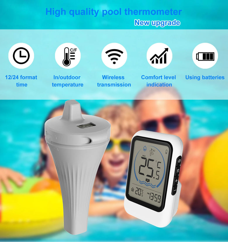 MK8007A Wireless Digital Pool Thermometer Floating Sensor LCD Display Indoor Outdoor Water Temperature Monitor Aquarium Bath Tub Spa