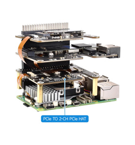 2-Ch PCIe FFC Adapter Board For Raspberry Pi 5 Expands 2-Ch PCIe FFC Connectors Supports Stacking Multiple PCIe HATs Raspberry Pi 5 PCIe HAT