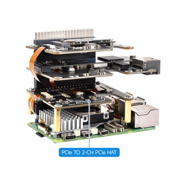 2-Ch PCIe FFC Adapter Board For Raspberry Pi 5 Expands 2-Ch PCIe FFC Connectors Supports Stacking Multiple PCIe HATs Raspberry Pi 5 PCIe HAT