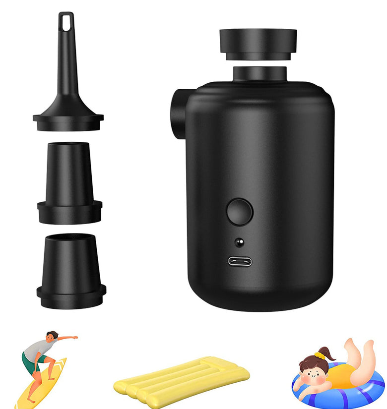 3600mAh Mini Inflator Pump Electric Air Pump with 4 Nozzles Inflator Deflator USB Rechargeable Small Pump for Air Mattress Camping Bed Pool Toys