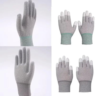 Anti Static Labor Gloves PU Coated Palm Nylon Fiber Breathable Non Slip Gloves High Elasticity Work Gloves for Assembly Inspection