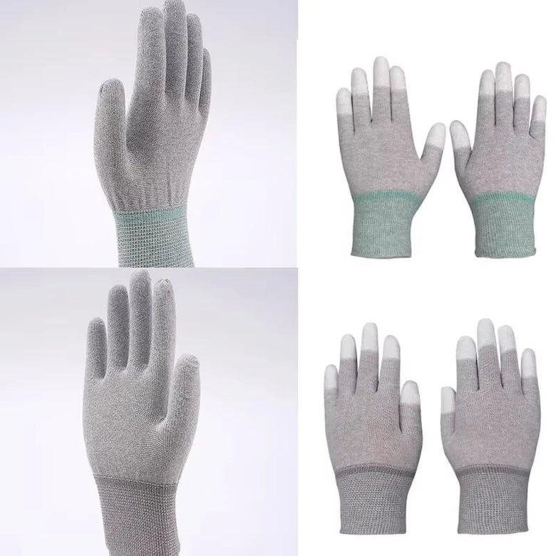 Anti Static Labor Gloves PU Coated Palm Nylon Fiber Breathable Non Slip Gloves High Elasticity Work Gloves for Assembly Inspection