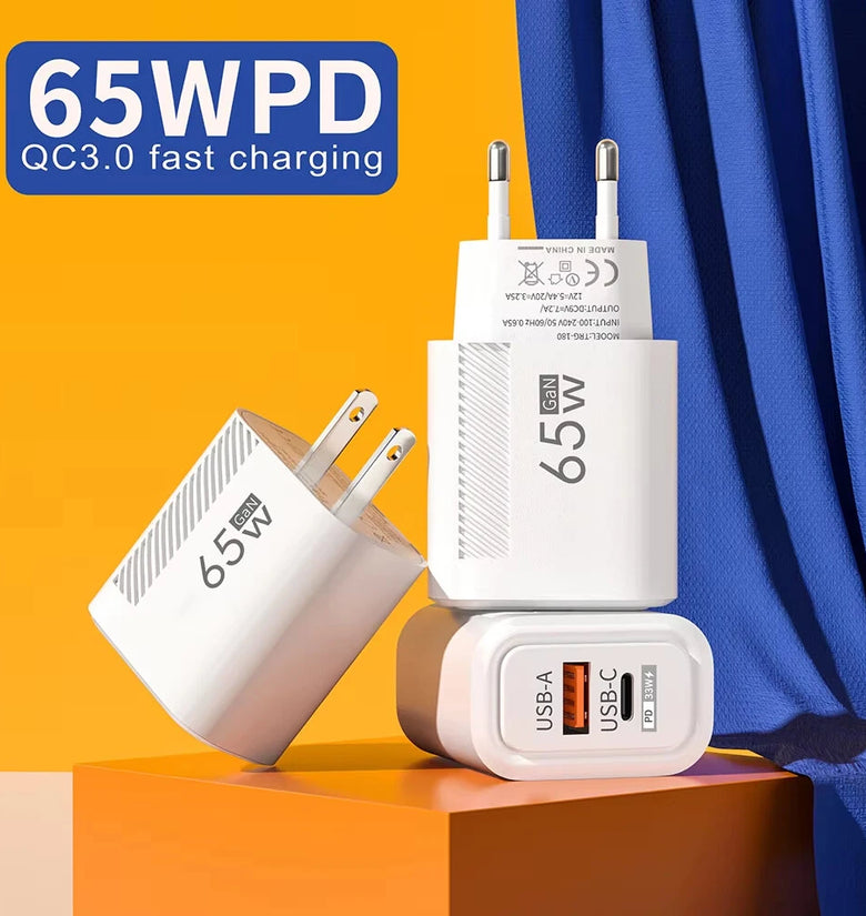 [GaN Tech] APD-180 2-Port USB PD Charger USB-A+USB-C PD QC3.0 Fast Charging Wall Charger Adapter EU Plug US Plug for iPhone 16 15 14 13 Pro for Samsung Galaxy Z Flip6 for Xiaomi Civi 4 Pro for Huawei Nova Flip