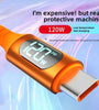 6A 120W USB-A to Type-C LED Display Cable Fast Charging Data Transmission Thick Copper Core Line 1M/2M Long for iPhone 16 16 Pro 15 Pro Max for Huawei Pura 80 Ultra for Samsung Galaxy Z Fold 7 for Xiaomi MIX Flip 2
