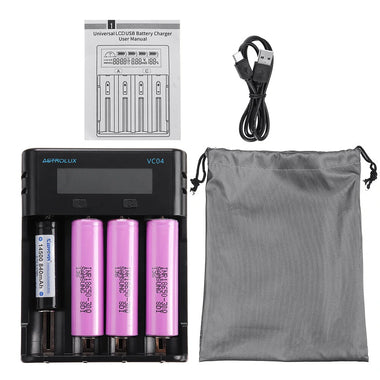 Astrolux VC04 Micro Type-C 2A Quick Charge Li-ion Ni-MH Battery Charger Current Optional USB Charger For 18650 26650 21700 AA AAA Battery