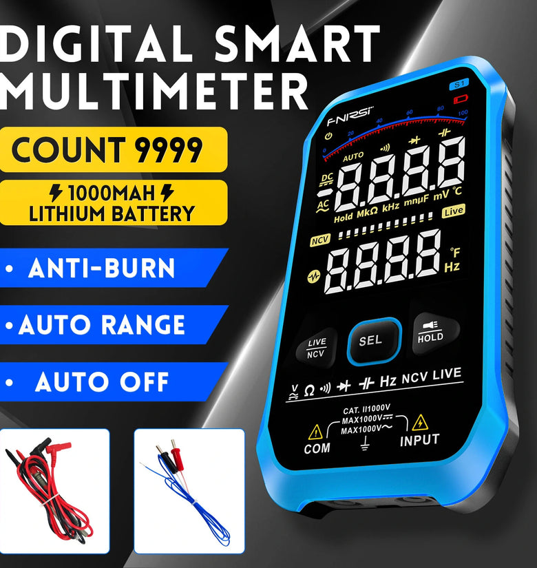 FNIRSI-S1 9999 Counts Digital Multimeter AC DC Voltage Resistance Capacitance Diode NCV Hertz Live Wire Tester with Thermocouple