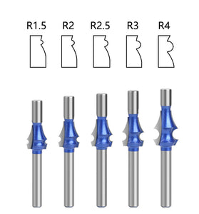 8mm Tungsten Carbide Router Bits Set Woodworking Cutter Tools Double Bearing R1.5 R2 R2.5 R3 R4 Smooth Cutting Edges