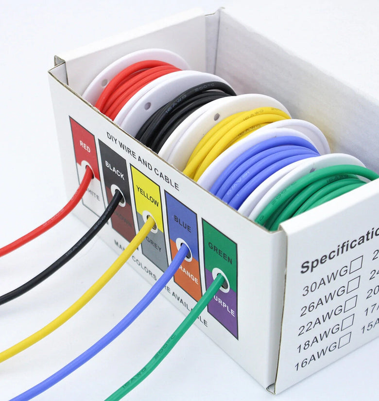 30AWG Flexible Silicone Wire and Cable 5 Colors in a Box Mixed Wire Tinned DIY High Quality Pure Copper Line
