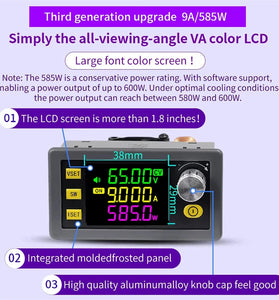 XY6506/XY6509 CNC Adjustable DC Buck Power Supply Constant Voltage Constant Current Solar Charging Module 0-65V 6A/9A 390W/585W Step-down Module with Cover
