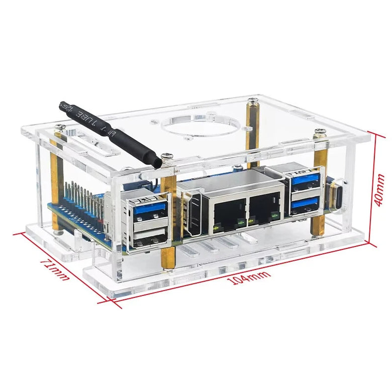 Orange Pi RV2 Acrylic Case Transparent Shell Cooling Fan Optional Copper Heatsinks Protective Box for Single Board Computer