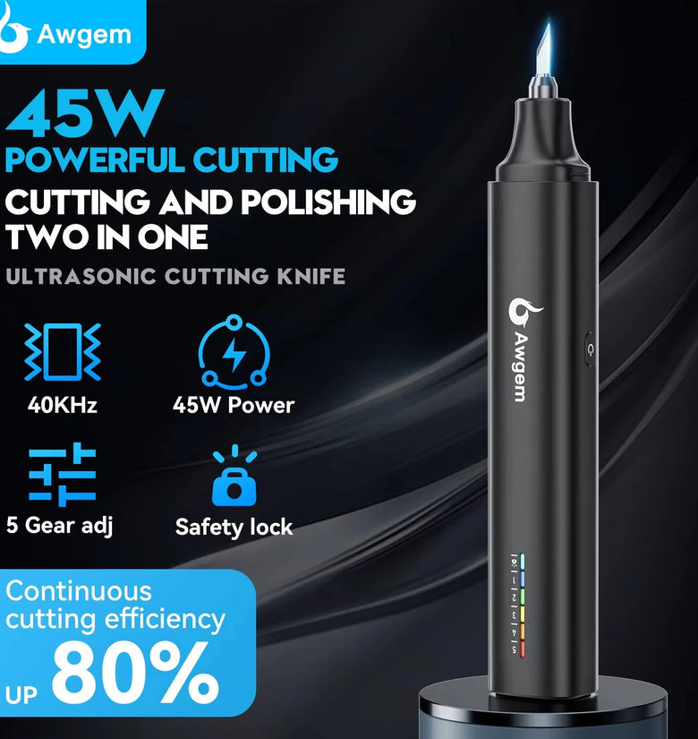 Awgem KH1 Ultrasonic Cutting Knife 45W Power 5 Adjustable Gears High Frequency 40kHz Compact Design Precision Cutting Tool