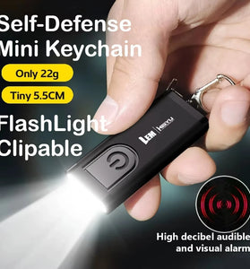 BIKIGHT Mini Keychain Alarm Flashlight 100dB Buzzer Hook Loop Mount Multi Mode LED Light for Emergency Safety Outdoor