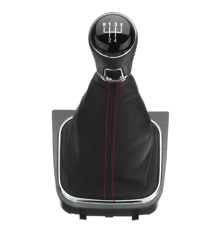 5 Speed Front Gear Shift Knob Lever + Gaiter Boot Cover Leather For VW Golf 5 6