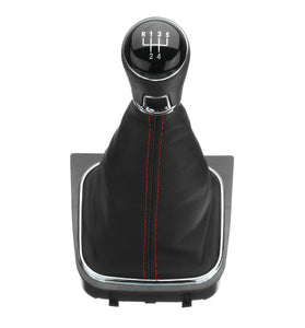 5 Speed Front Gear Shift Knob Lever + Gaiter Boot Cover Leather For VW Golf 5 6