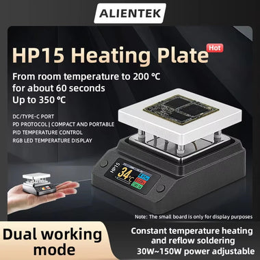 ALIENTEK HP15 Heating Plate Adjustable 30W-150W 80-350 LCD Screen Fast Charging PD QC Digital Preheater Repair Tool