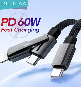 KUULAA KL-X72 PD60W USB-C to USB-C/iP Cable Fast Charging Data Transmission Copper Core Line 1M/2M Long for iPhone 15 14 13 for Huawei Pura 70 for Xiaomi Civi4 Pro for Samsung Galaxy S24