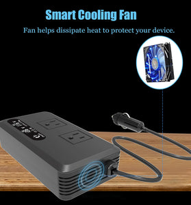 200W Car Power Inverter 12V to 220V 110V Modified Wave Smart USB Fast Charger with LCD Display 2 USB Chargers 2 Type-C Chargers