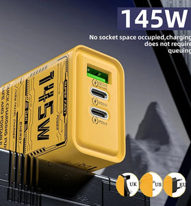 CH145-PD  3-Port USB PD Charger USB-A+2USB-C PD3.0/3.1 QC3.0/4.0 PPS Fast Charging Wall Charger Adapter EU Plug US Plug for iPhone 16 16 Plus 15 Pro 14 13 12 Pro Max for Xiaomi 15pro for Samsung Galaxy Z Flip6 for Huawei Mate XT